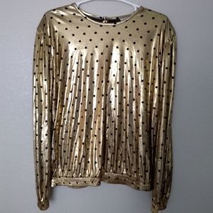 Vintage JS Neal Metallic Gold Party Blouse Medium
